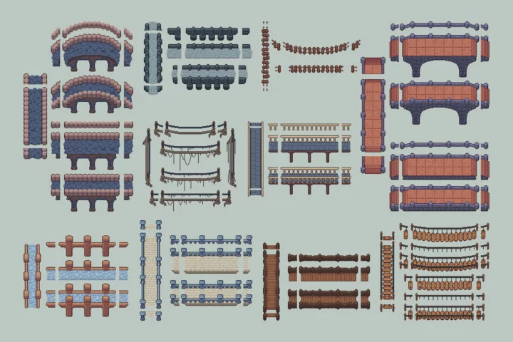 Free Bridges Top-Down Pixel Art Asset Pack