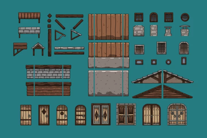 Medieval Cooper Workshop 2D Game Tileset