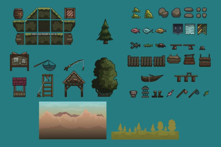 Medieval Fisherman Tileset for Platformers