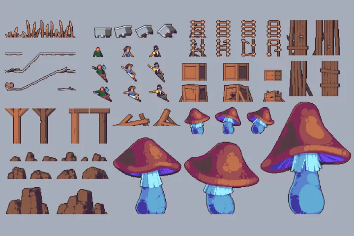 Swamp Cave Pixel Art 32×32 Tileset