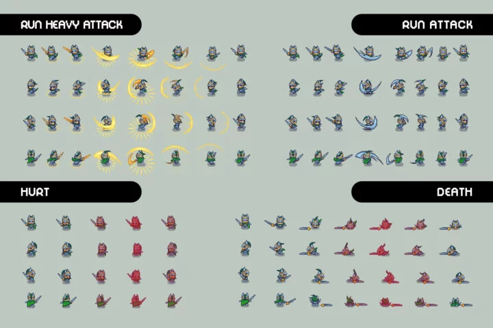 Swordsman 7-9 Level Pixel Top-Down Sprite Character Pack