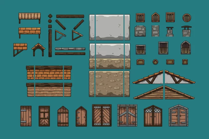 Cartoon Medieval Tailor Workshop 2D Game Tileset