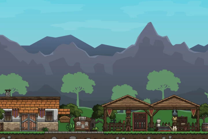 Cartoon Medieval Tailor Workshop 2D Game Tileset