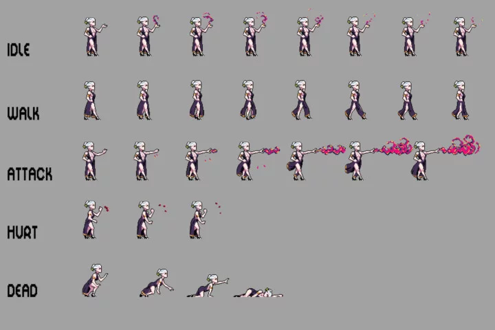 Dark Elf Sprite Sheet Pixel Art Pack