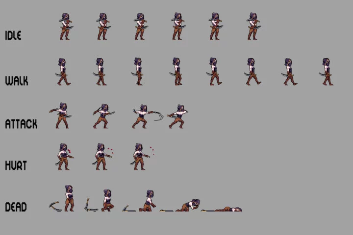 Dark Elf Sprite Sheet Pixel Art Pack