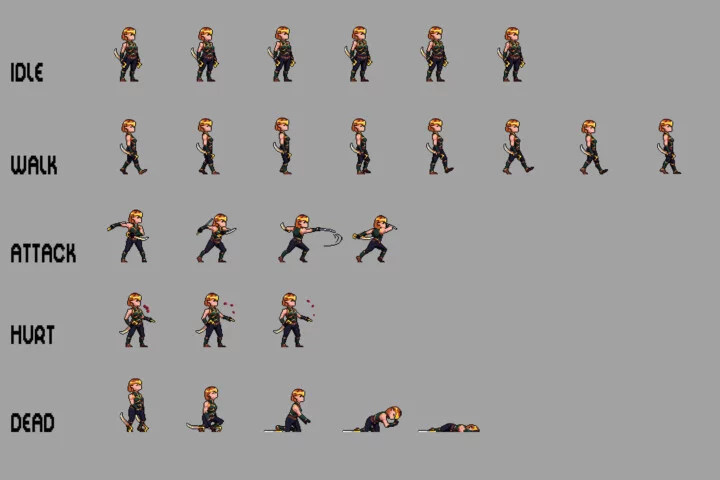 Elf Warrior Sprite Sheet Pixel Art Pack
