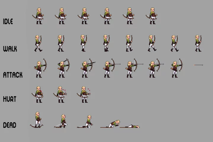 Elf Warrior Sprite Sheet Pixel Art Pack