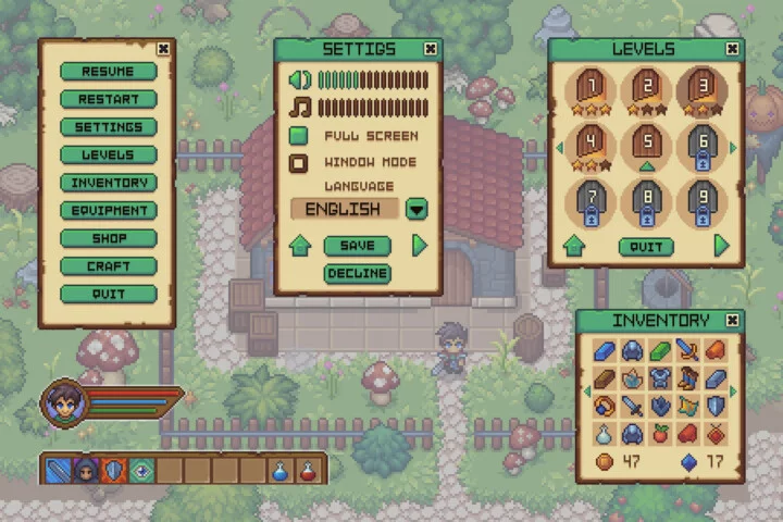 Free Basic Pixel Art UI for RPG