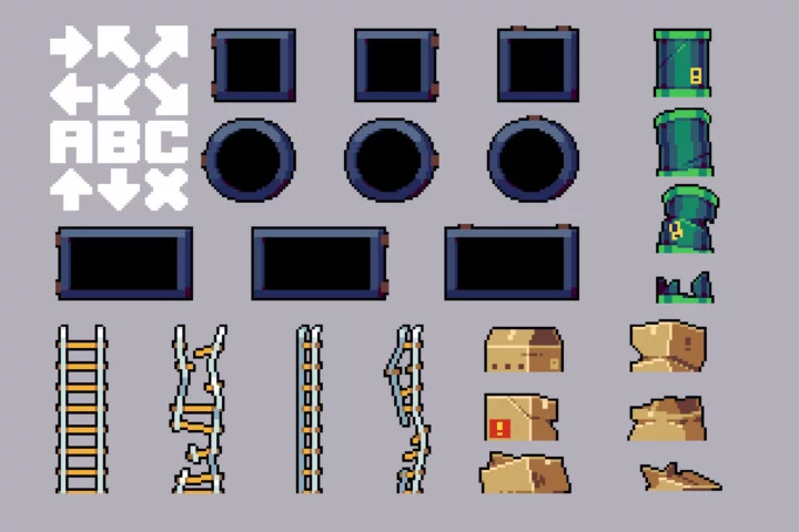 Free Factory Pixel Art 32×32 Tileset for Cyberpunk