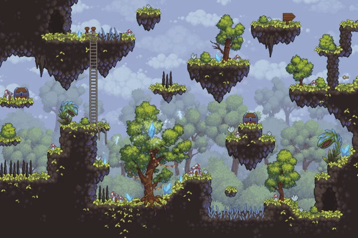 Free Platformer Game Tileset Pixel Art