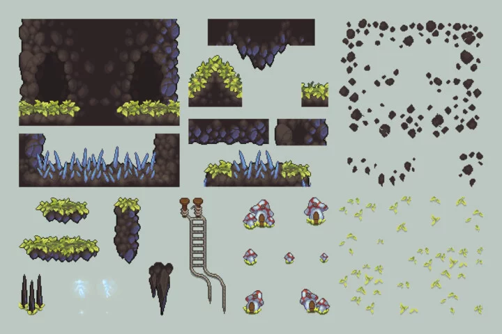 Free Platformer Game Tileset Pixel Art