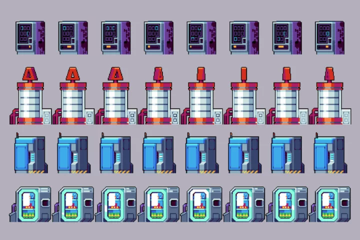 Pixel Art Market Location for Cyberpunk