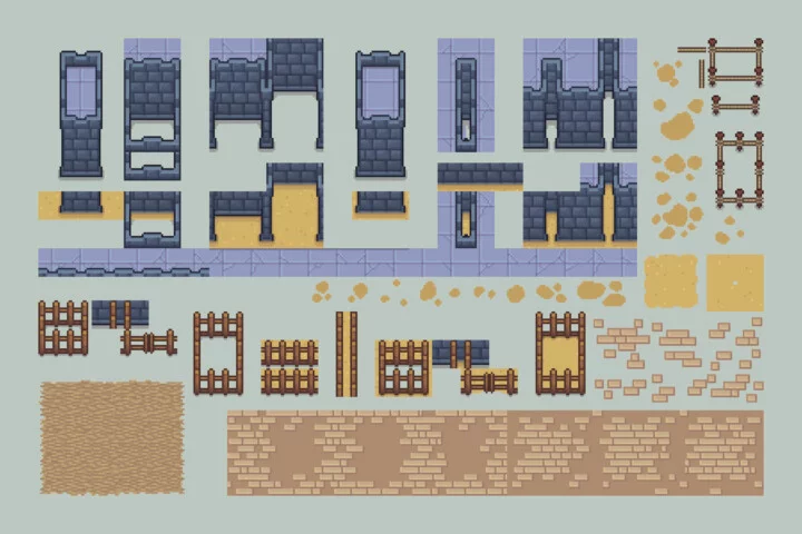 Pixel Art Training Arena Tileset for RPG Games