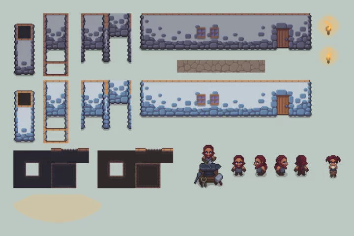 Pixel Blacksmith House Interior and Exterior Assets