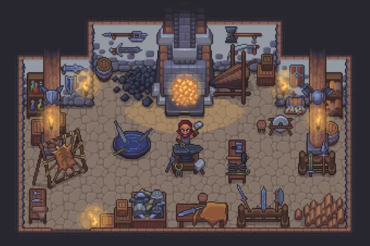 Pixel Blacksmith House Interior and Exterior Assets