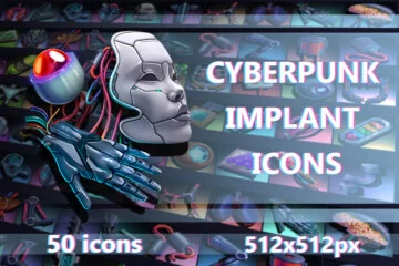 Sci-Fi Implant Icons 512×512 Pack