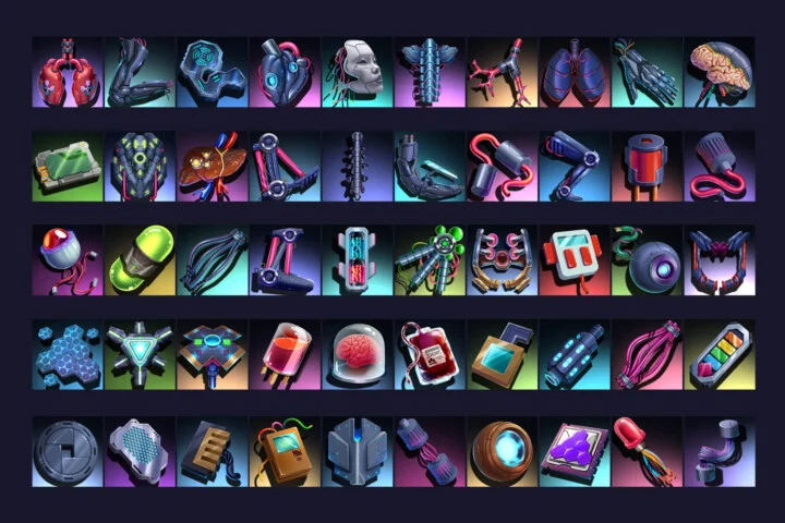 Sci-Fi Implant Icons 512×512 Pack