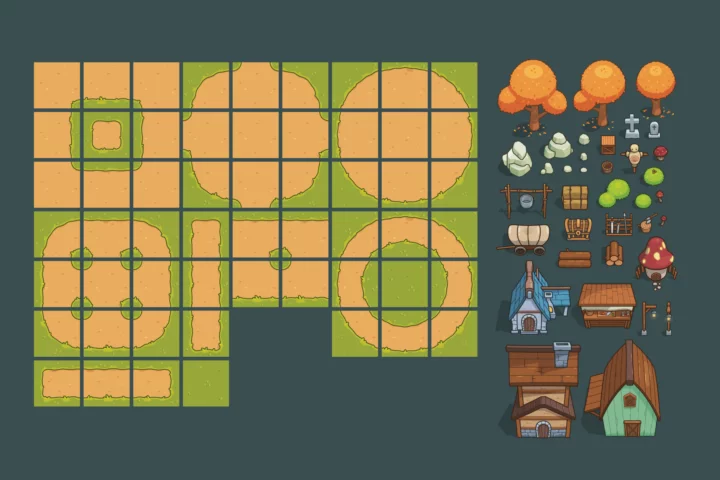 Simple Autumn Top-Down Vector Tileset