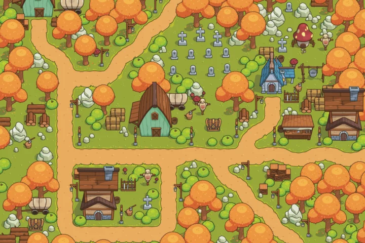 Simple Autumn Top-Down Vector Tileset