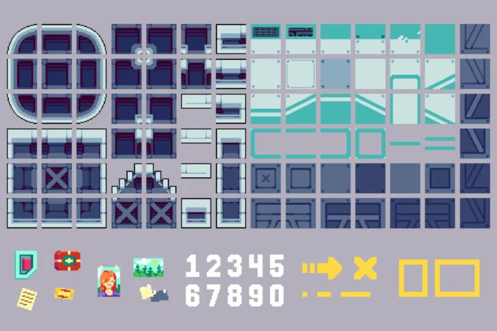 Spaceliner 32×32 Pixel Tileset for Sci-Fi