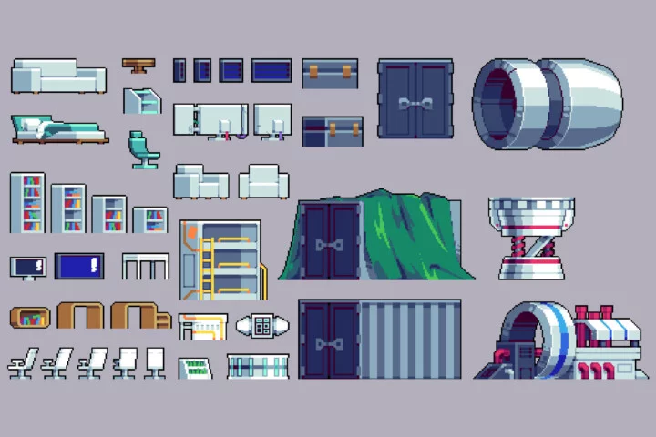 Spaceliner 32×32 Pixel Tileset for Sci-Fi