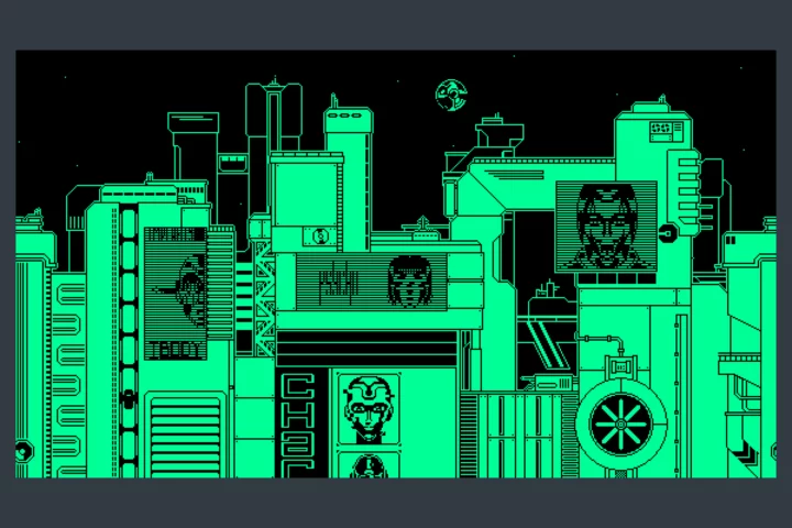 1-Bit Cyberpunk City Night Pixel Backgrounds