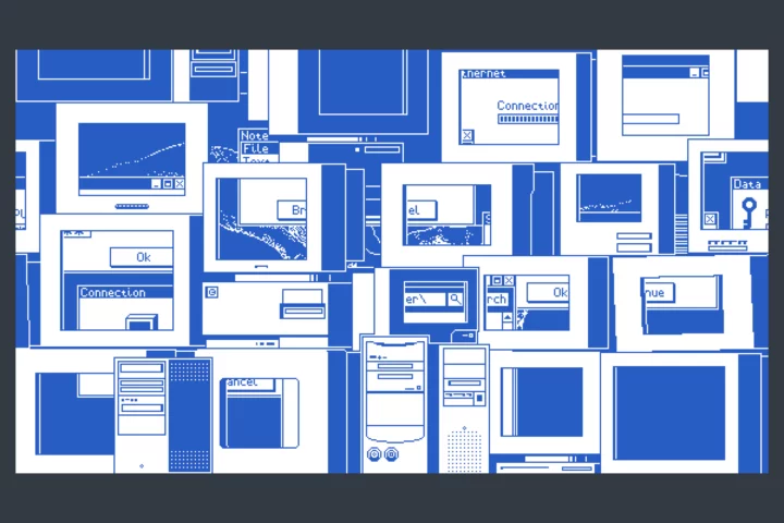 1-Bit Pixel Retro Computer World Backgrounds
