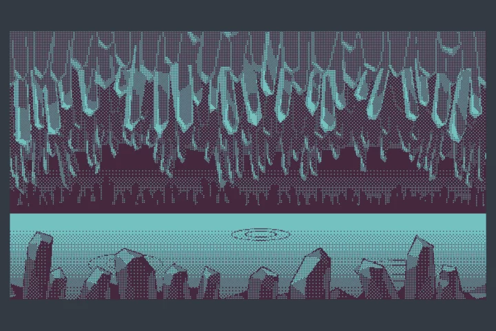 1-Bit Underground Cave Pixel Backgrounds