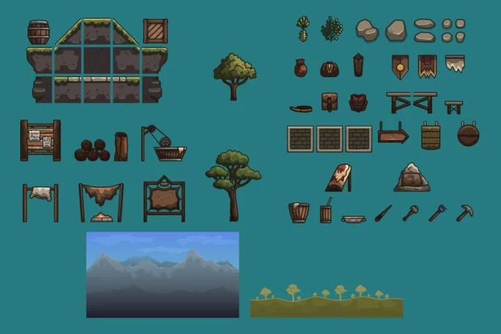 Cartoon Medieval Leatherworker 2D Game Tileset