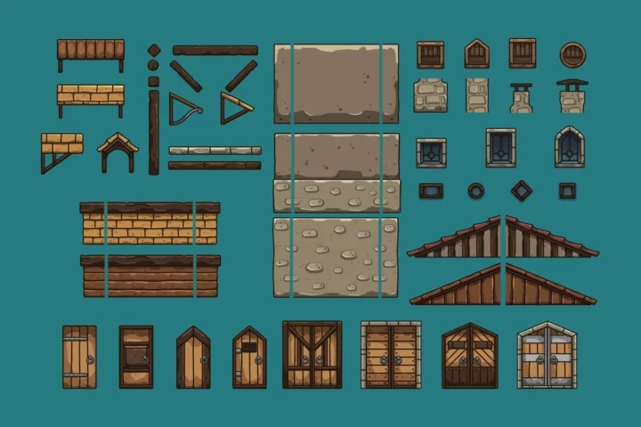 Cartoon Medieval Leatherworker 2D Game Tileset