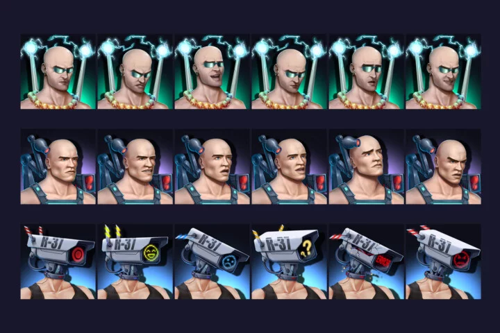Cyberpunk 3 Avatar Characters with Emotions
