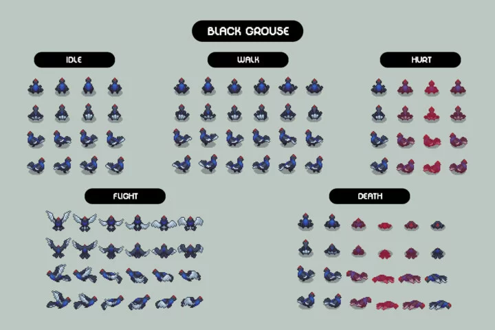 Free Top-Down Hunt Animals Pixel Sprite Pack