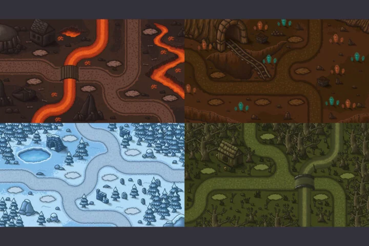 Free Tower Defense 2D Vector TileSet