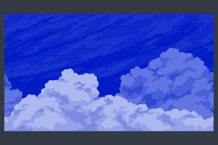 Pixel 1-Bit Sky with Clouds Backgrounds