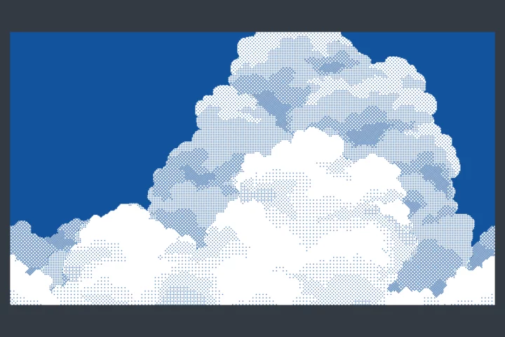 Pixel 1-Bit Sky with Clouds Backgrounds
