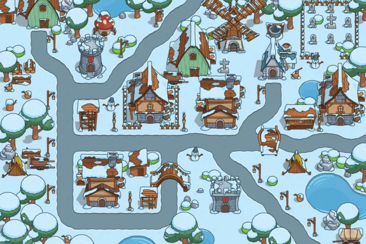 Settlement in Winter Top-Down Tileset