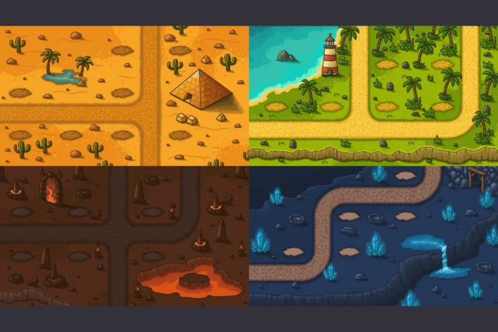 2D Tower Defense Tile Set for Strategy Games