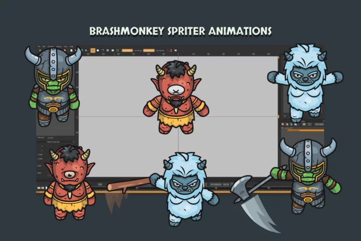 Top-Down Fantasy Boss Characters Pack 2 – Yeti, Ogre, Cyclops