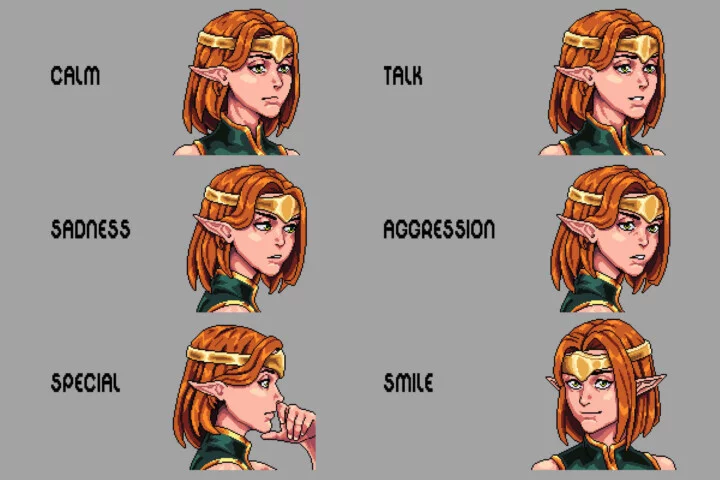 Elf Warrior Avatar Icon Pixel Pack for Dialogue