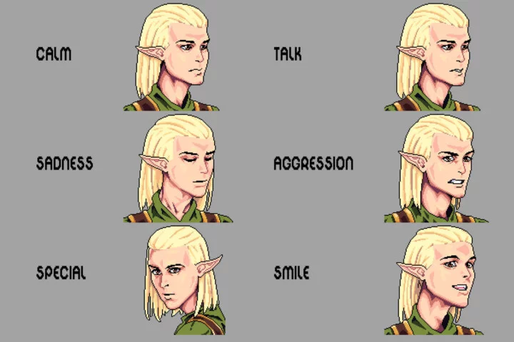 Elf Warrior Avatar Icon Pixel Pack for Dialogue