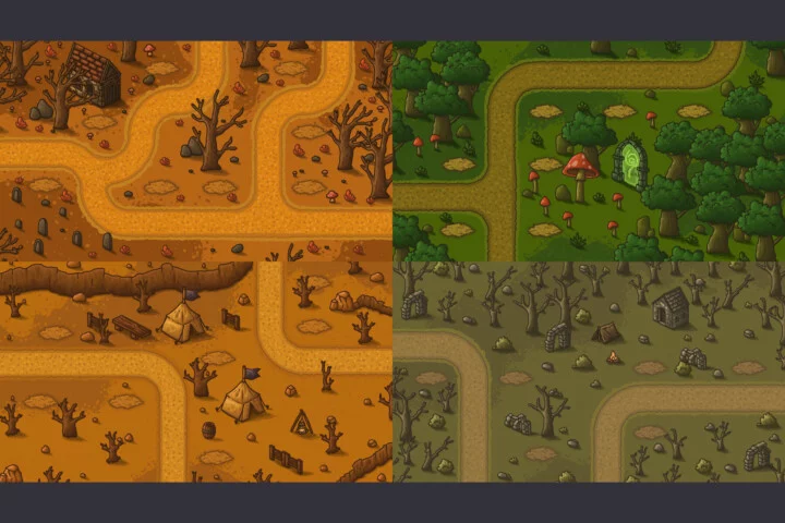 Fantasy Tower Defense Level Tileset