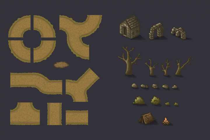 Fantasy Tower Defense Level Tileset