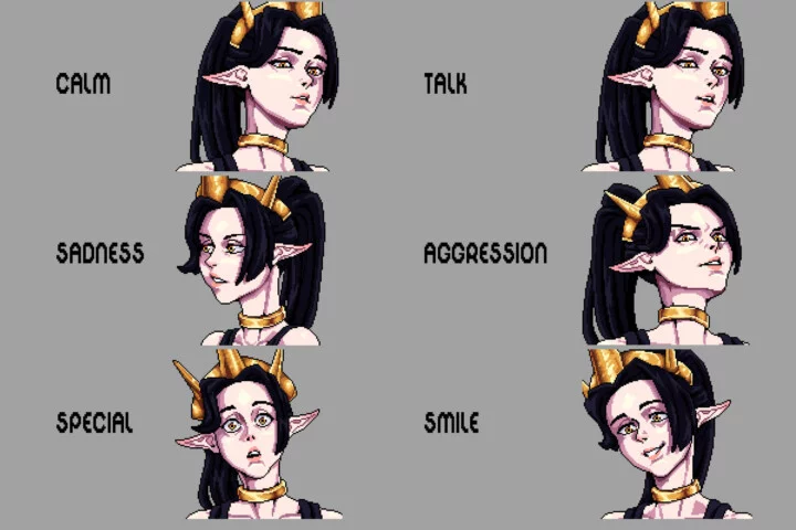 Free Dark Elf Queen Avatar Icon Pixel Pack for Dialogue