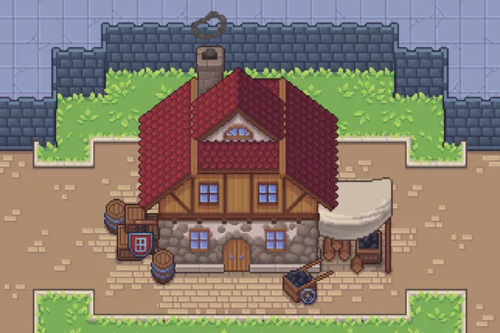 Free Glassblower’s Workshop Top-Down Pixel Art Asset