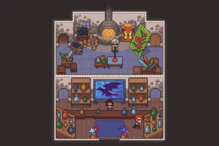 Free Glassblower’s Workshop Top-Down Pixel Art Asset