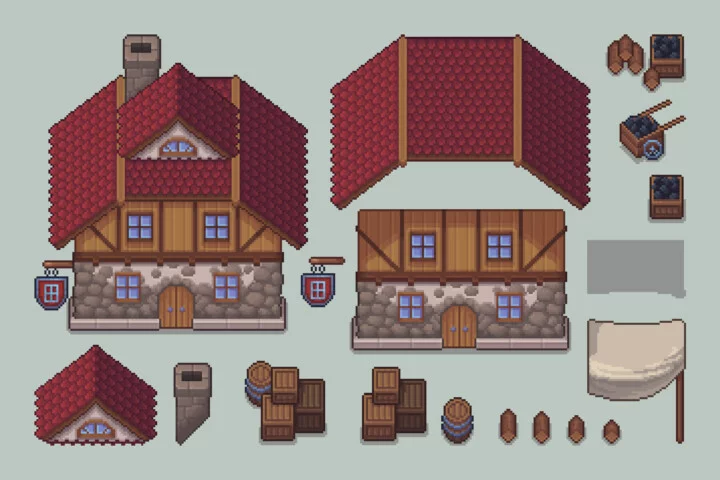 Free Glassblower’s Workshop Top-Down Pixel Art Asset