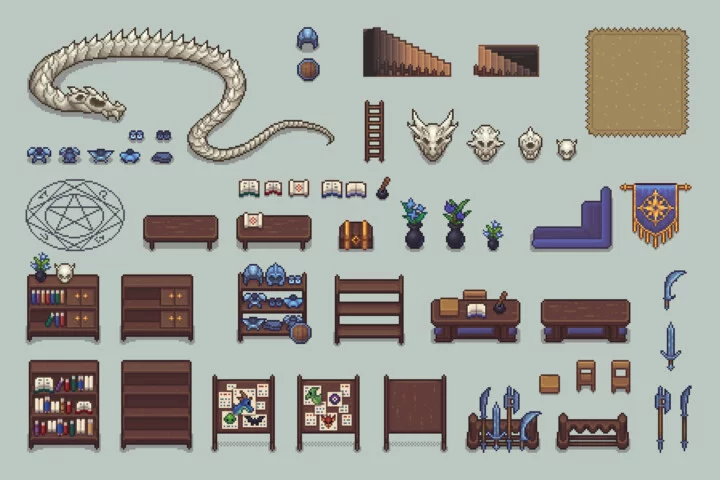 Free Top-Down Pixel Art Guild Hall Asset Pack