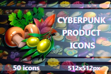 Fruits, Berries & Vegetables Icon 512×512 Set