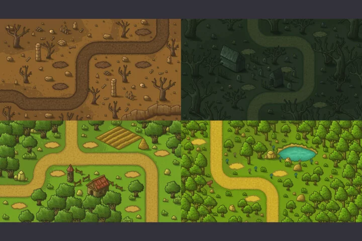Top-Down 2D Game Vector Tileset for TD