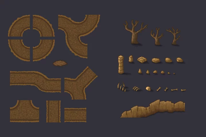 Top-Down 2D Game Vector Tileset for TD